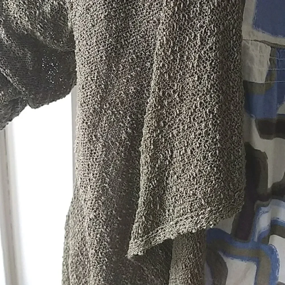 Wind River Slubby Army Green Stretchy Open Cardigan Size L